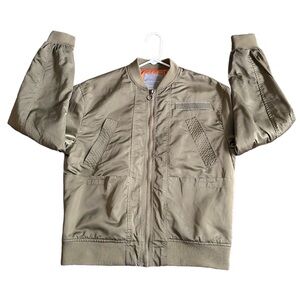 Zara Basic Men Bomber/Aviator Sz M Full Zip‎ Linen Pocket inside Military Jacket